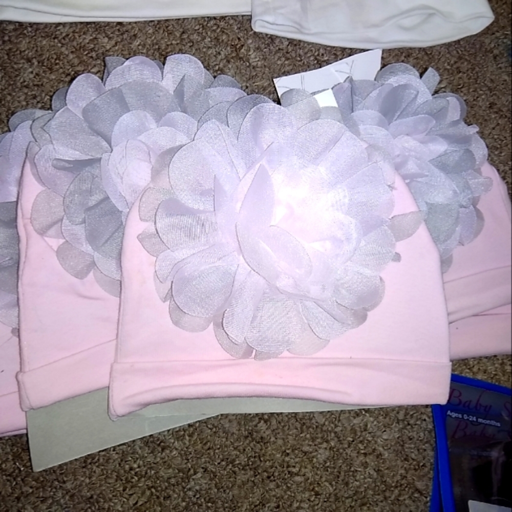 Infant baby girl designer hat with decorative flower